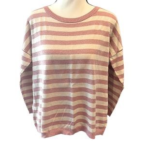 NWT Loft striped sweater with sparkle and 3/4 sleeves, size M/L